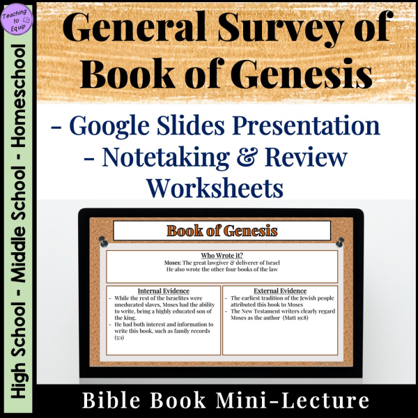 Book of Genesis Bible Overview Lecture Presentation with Notes and ...