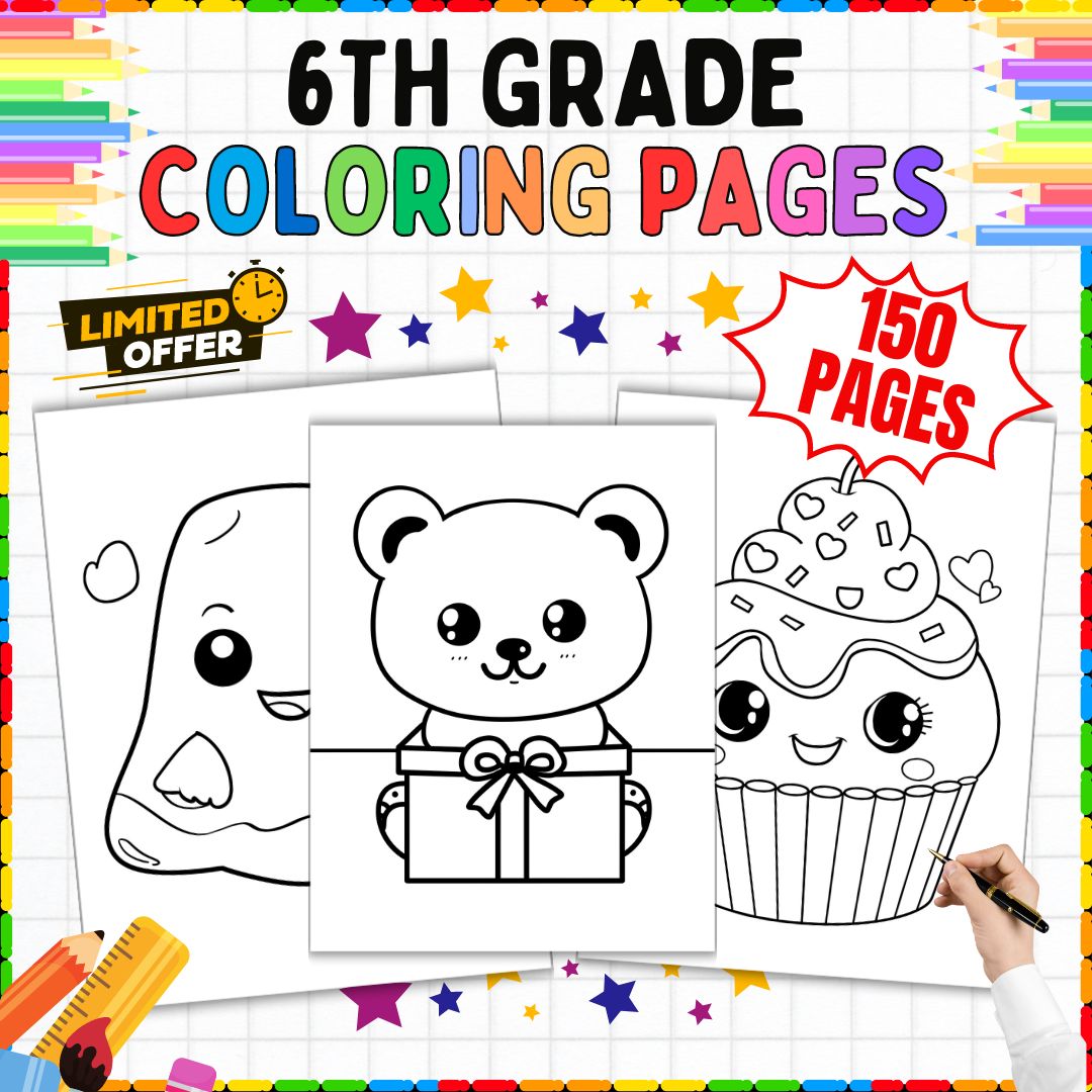 Coloring Pages | 6th Grade Printable Activities | 150 Pages | Fun Activities