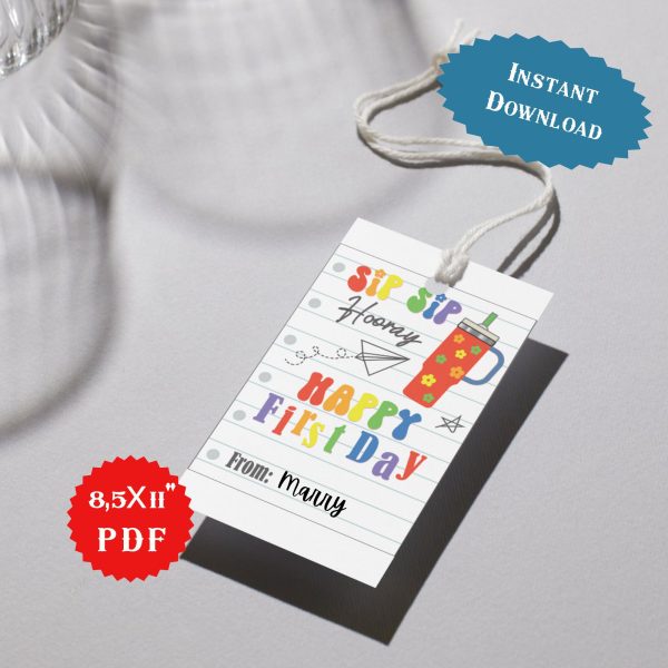 Editable First Day of School Tags | Back to School Coffee Straw Gift ...