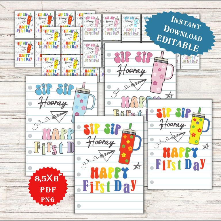 Editable First Day of School Tags | Back to School Coffee Straw Gift ...