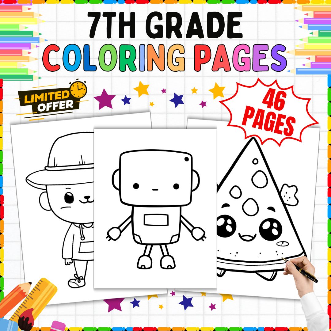 7th Grade Coloring Pages | 46 Pages | Back to School | Printable Activities