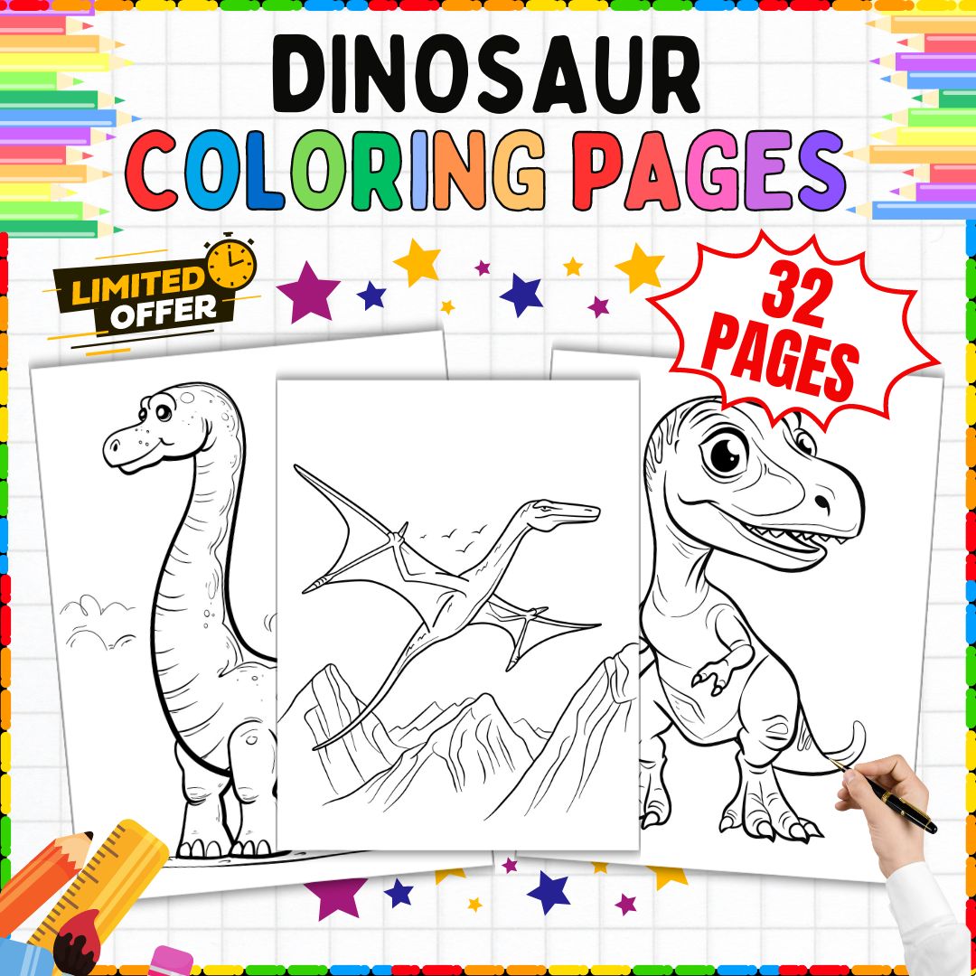 Dinosaur Coloring Pages - Printable Activities for Kindergarten, 1st - 4th Grade