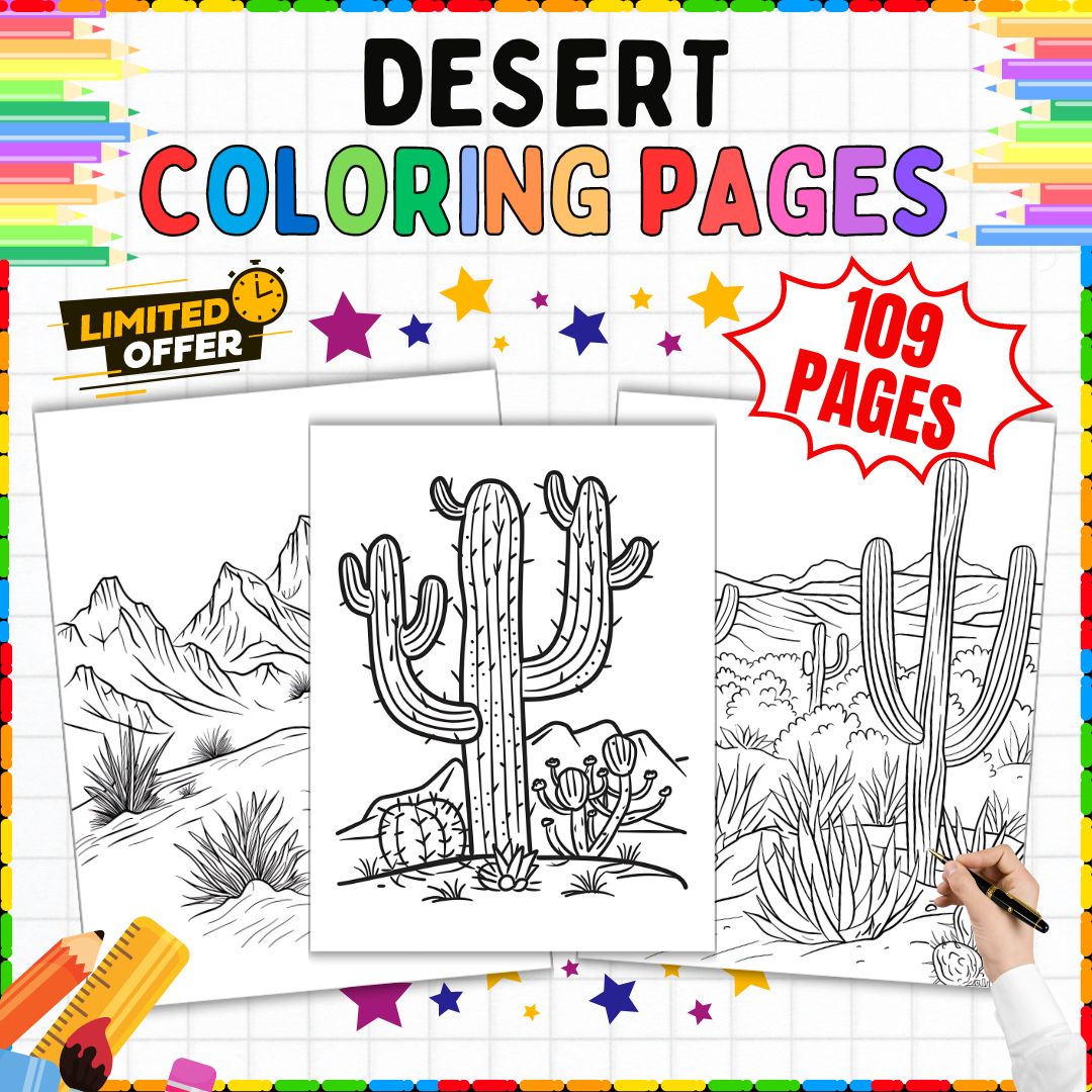 100+ Desert Coloring sheets | Printable Natural Desert Landscapes, 1st-5th Grade