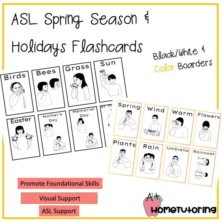ASL Spring Season & Holidays Flashcards B/W & Color Boarders - Made By ...
