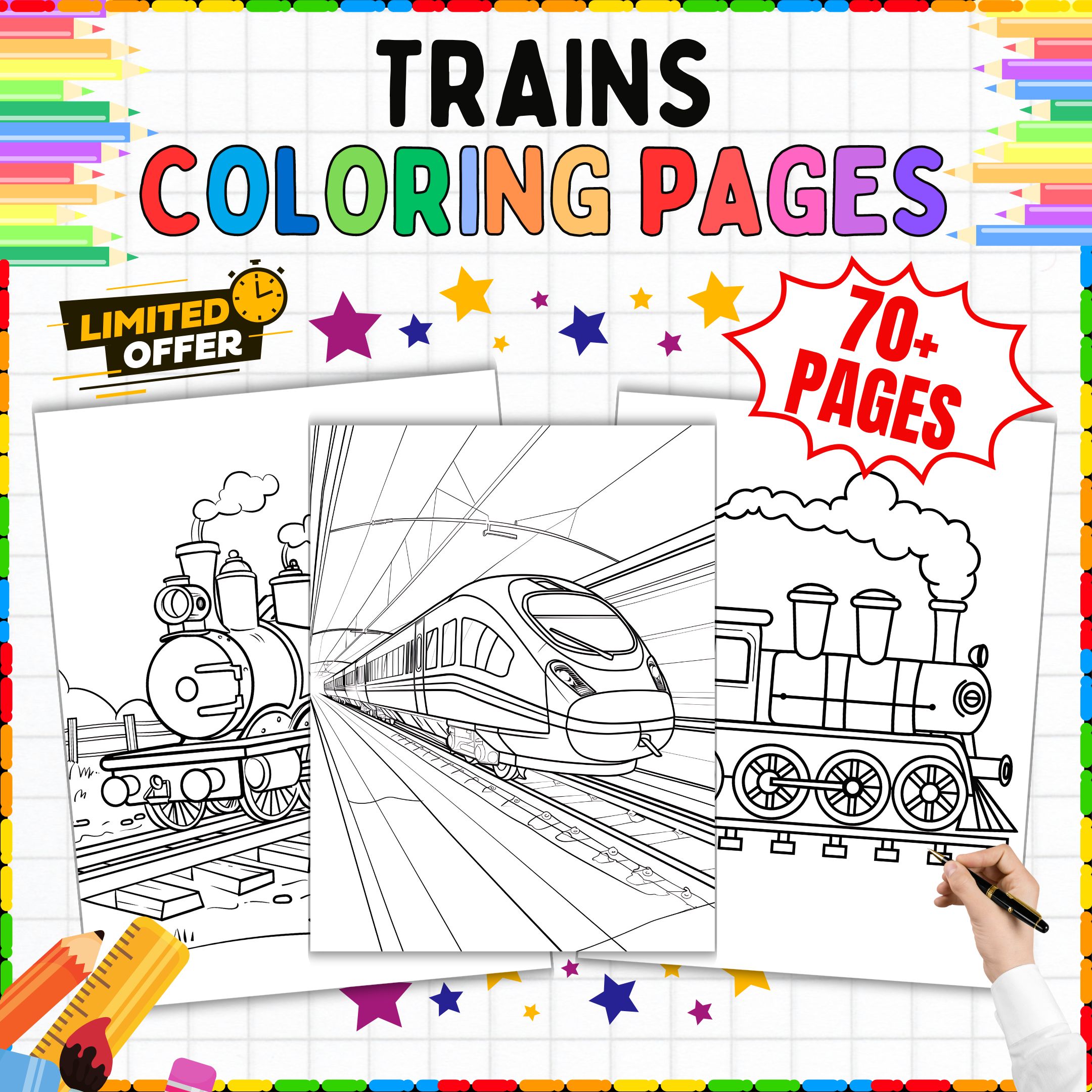 70+ Train Coloring Pages: Printable sheets for PreK - 2nd Grade | Transportation