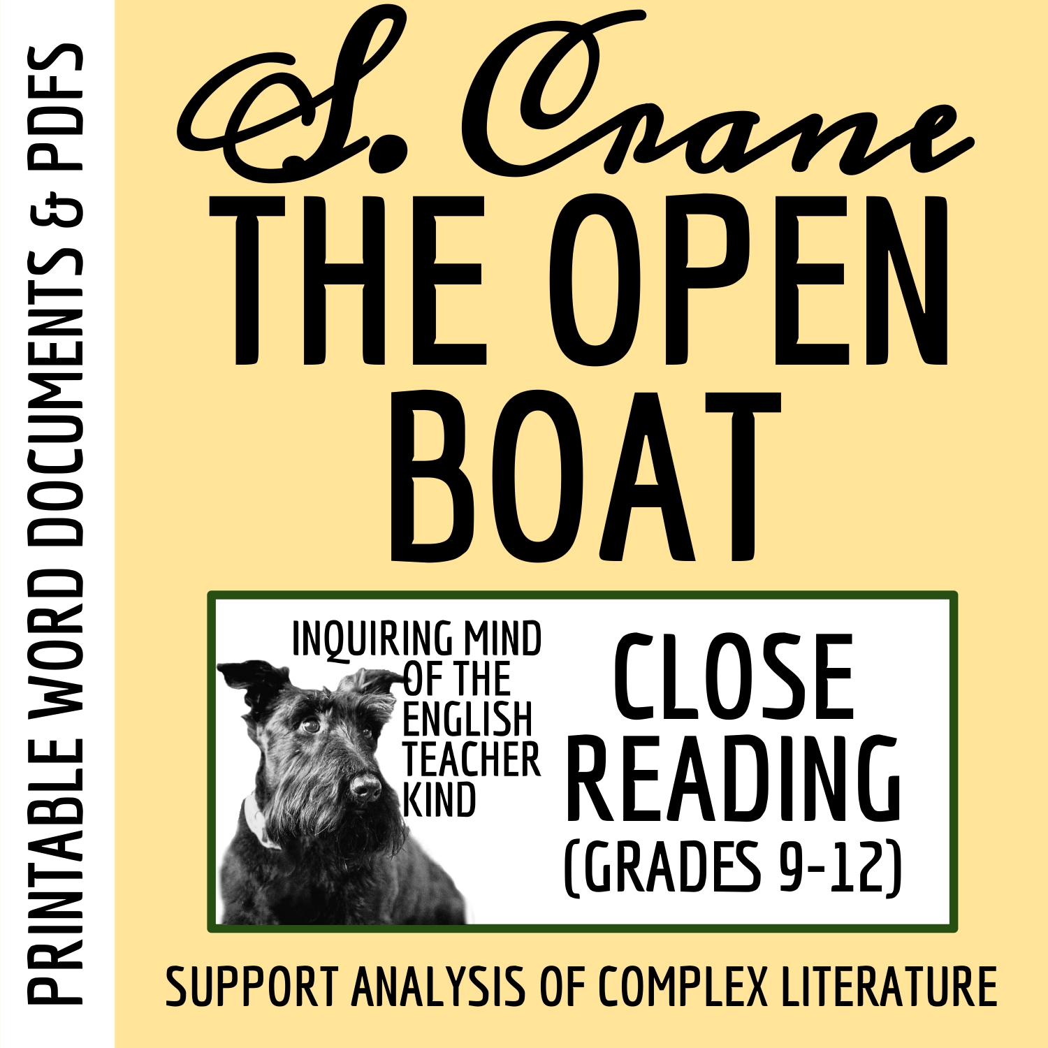 "The Open Boat" by Stephen Crane Close Reading Analysis Worksheet