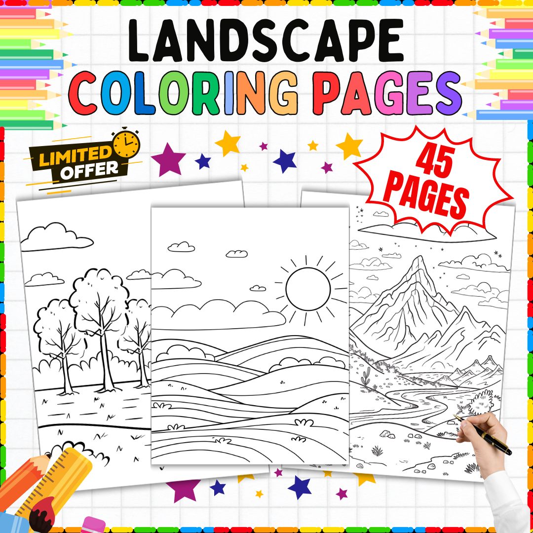 40+ Spring Landscape Coloring Pages | Art Activity | Kindergarten - 4th Grade