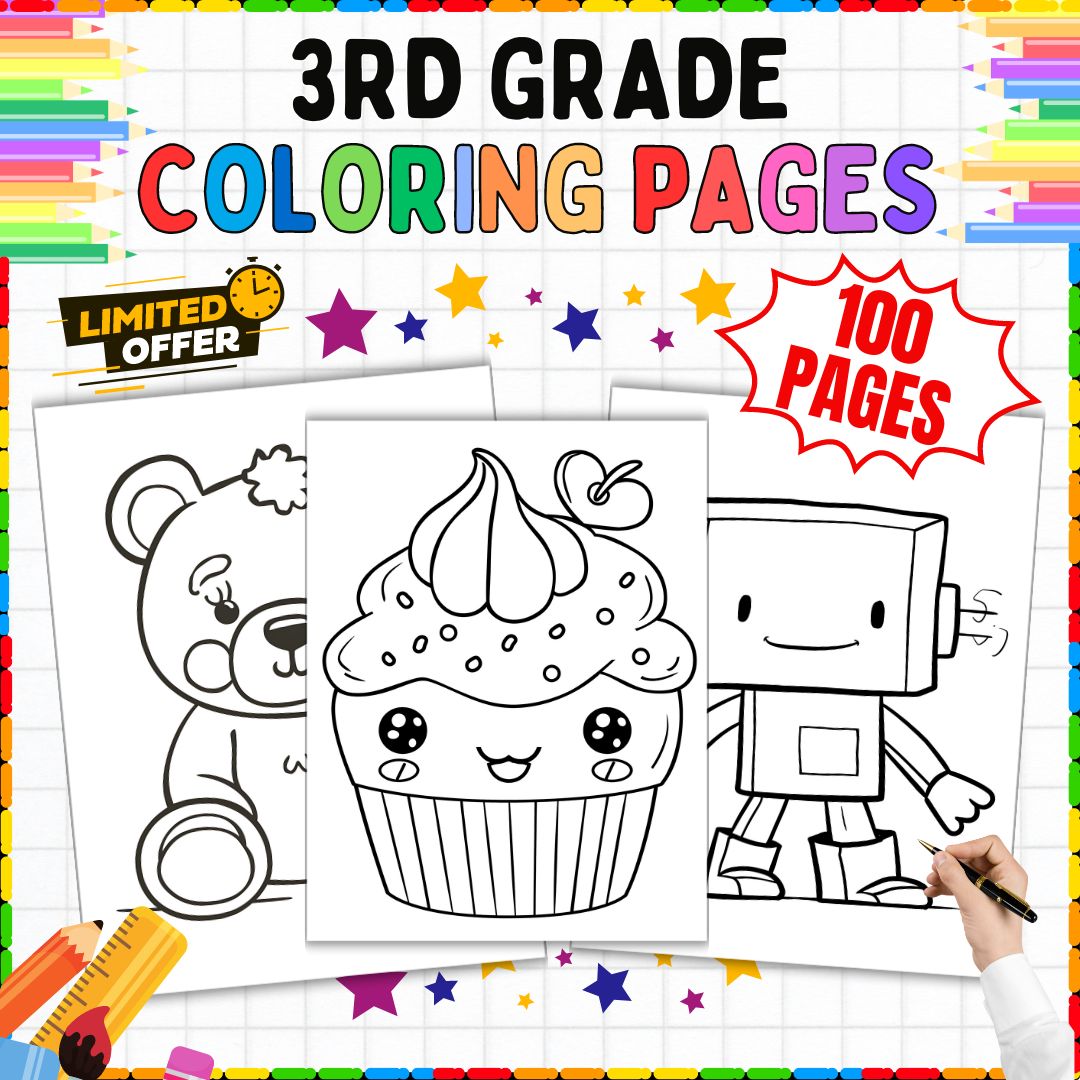 3rd Grade Coloring Pages | 100 Easy Worksheets | Art & Relaxation Activities