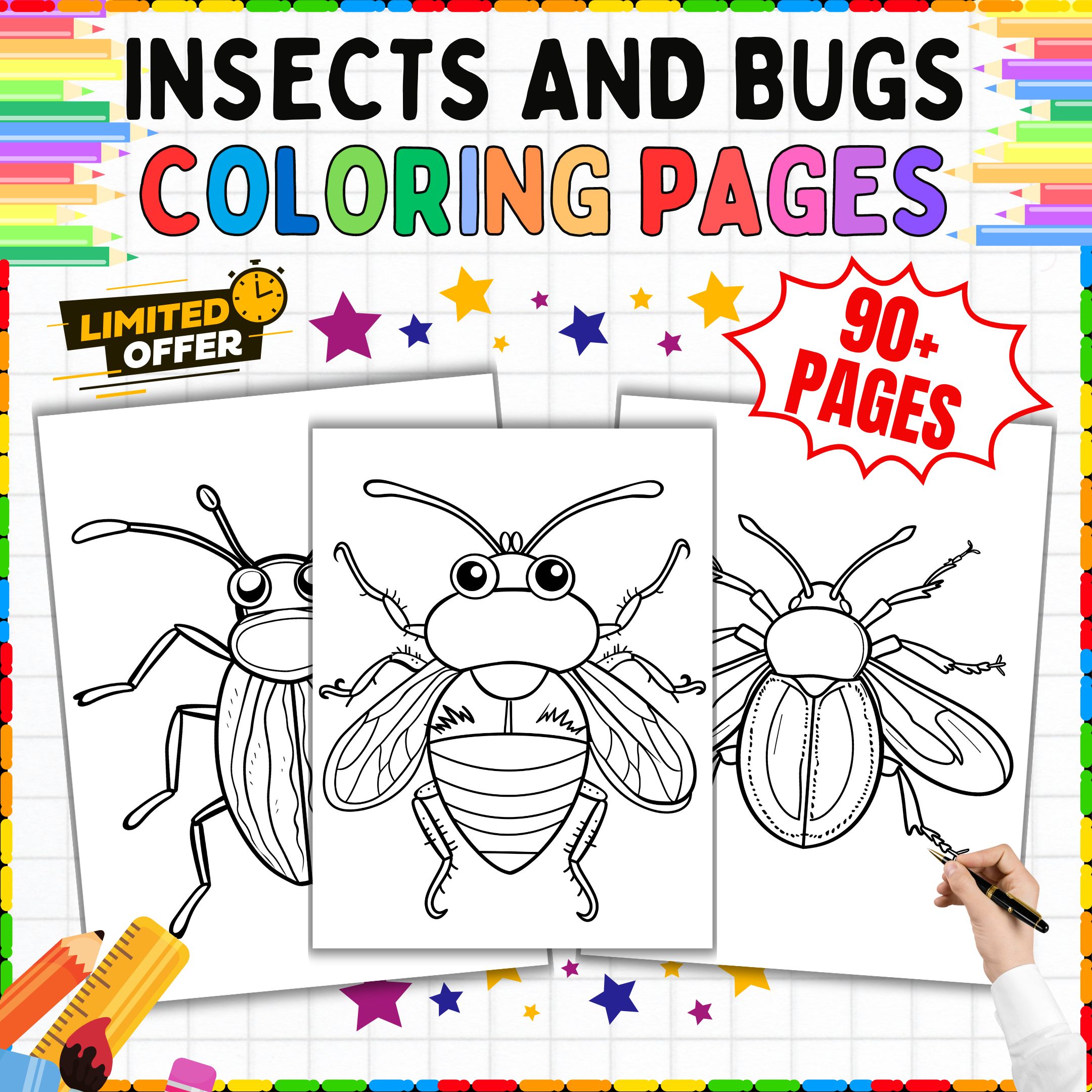 Insects and Bugs Coloring Pages - 90+ Printable Sheets for Preschool to 5th Grade | Fun & Educationa