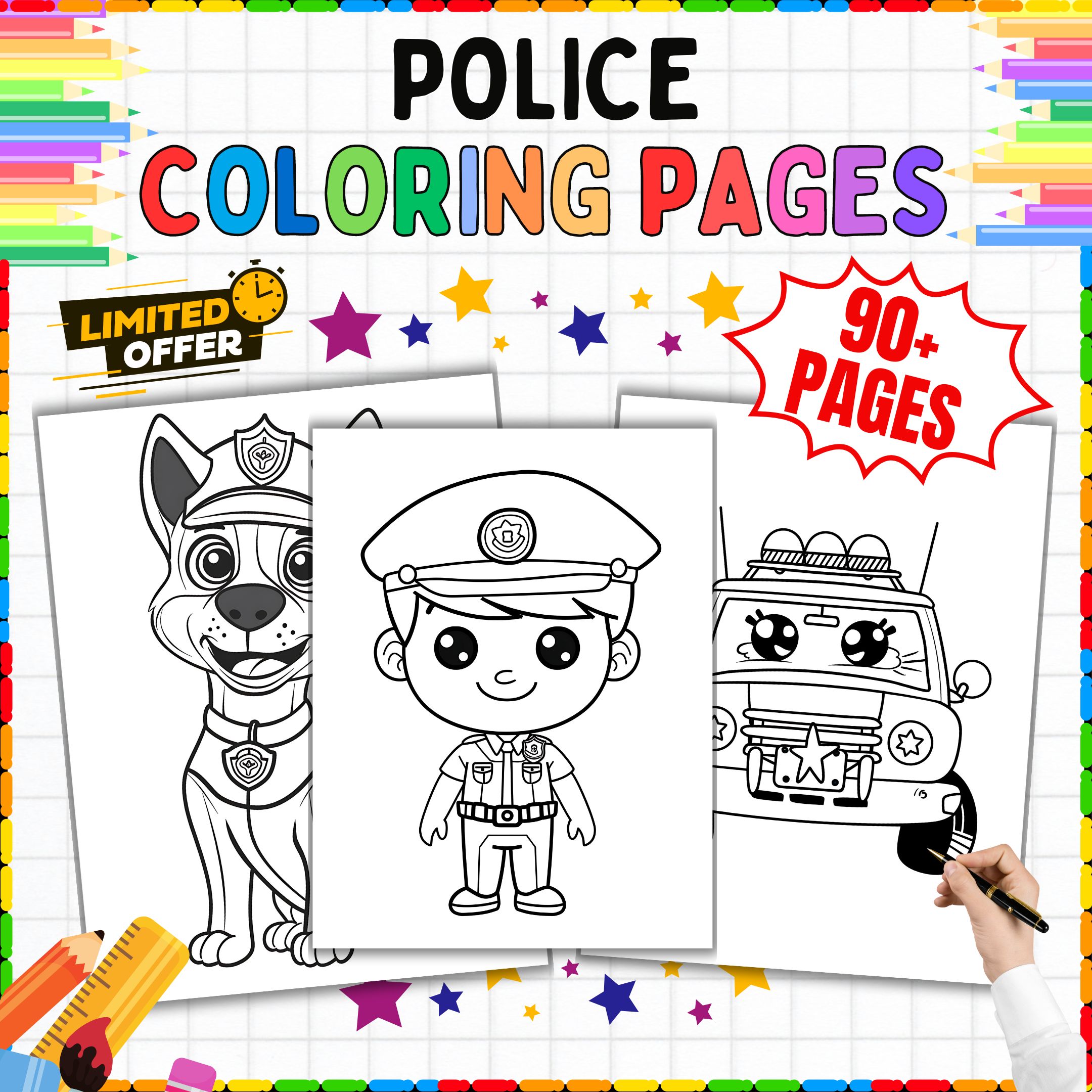 Police Coloring Pages for Kids | 90+ Printable Sheets | Preschool To 8th Grade