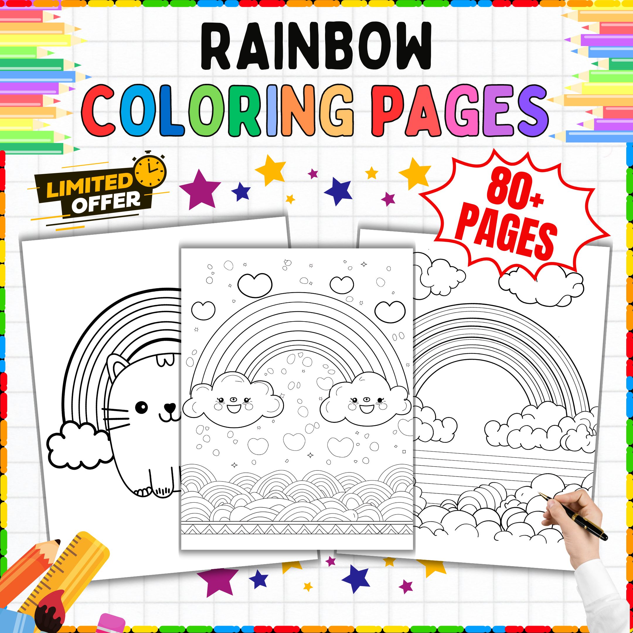 Rainbow Coloring Pages: Preschool To 2nd Grade (80+ Sheets) - Back to School