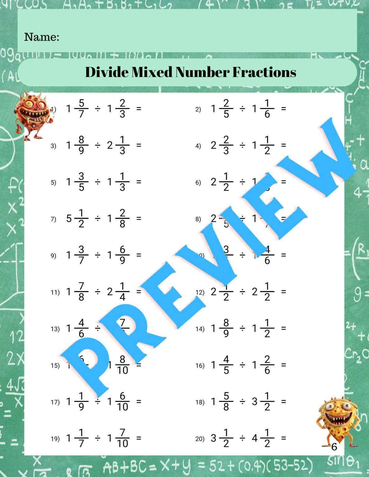MULTIPLYING & DIVIDING FRACTIONS - 5th 6th Grade Middle School Math ...