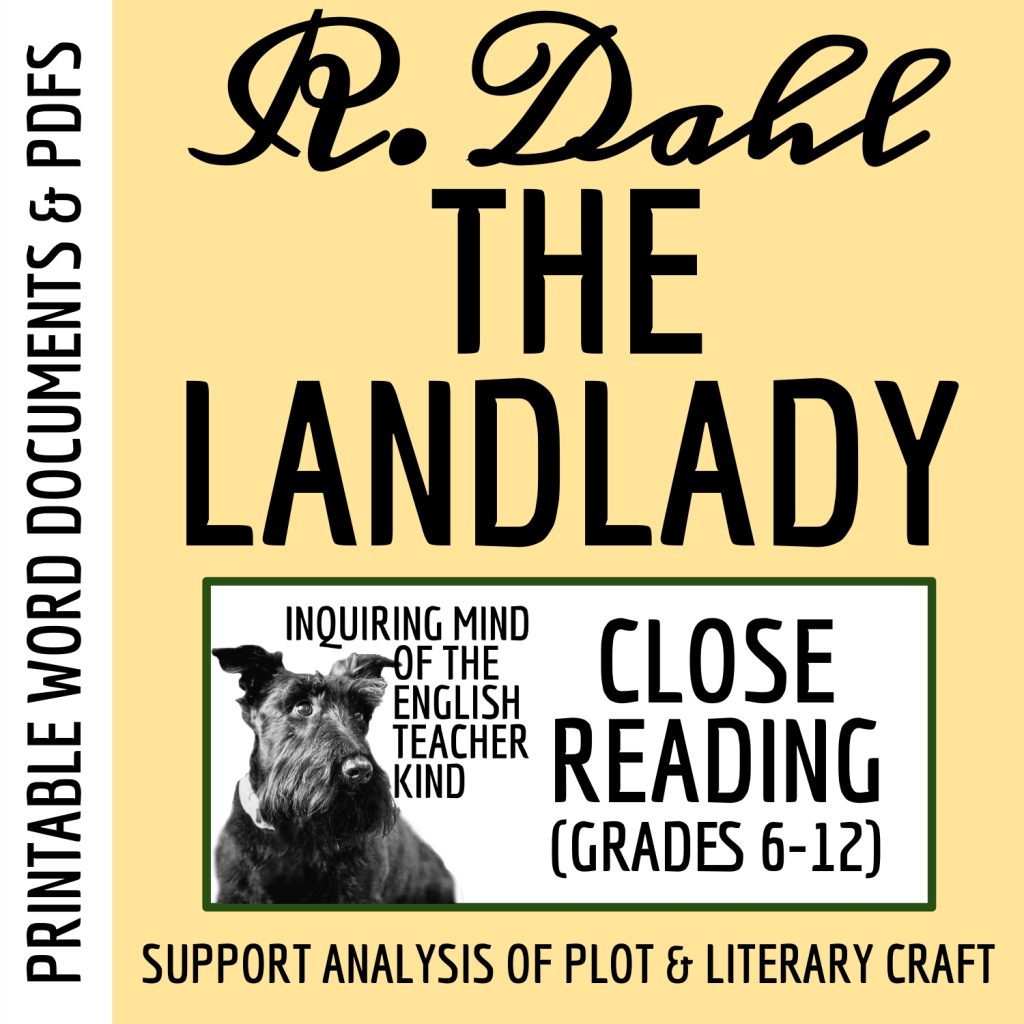 "The Landlady" by Roald Dahl Close Reading Analysis Worksheet for High ...