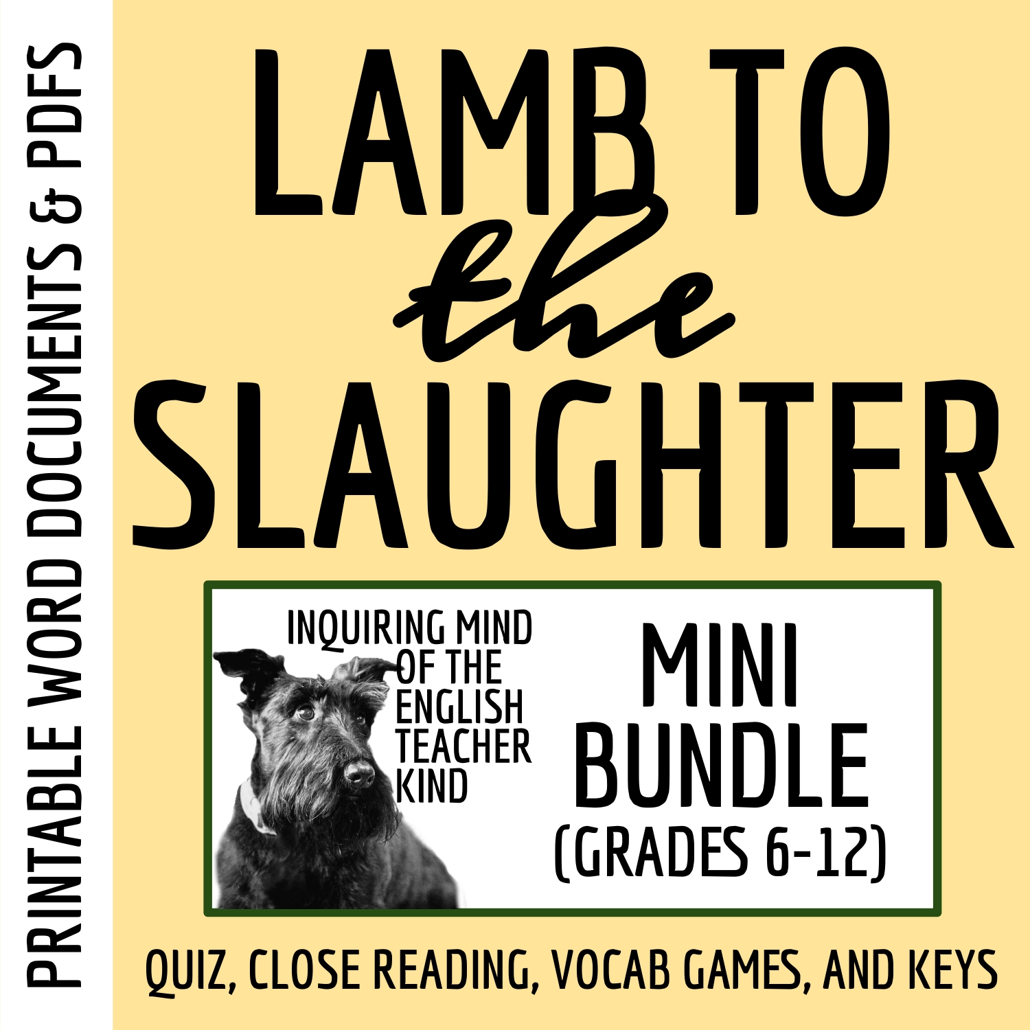 "Lamb to the Slaughter" by Roald Dahl Quiz, Close Reading, and Vocabulary Games Bundle