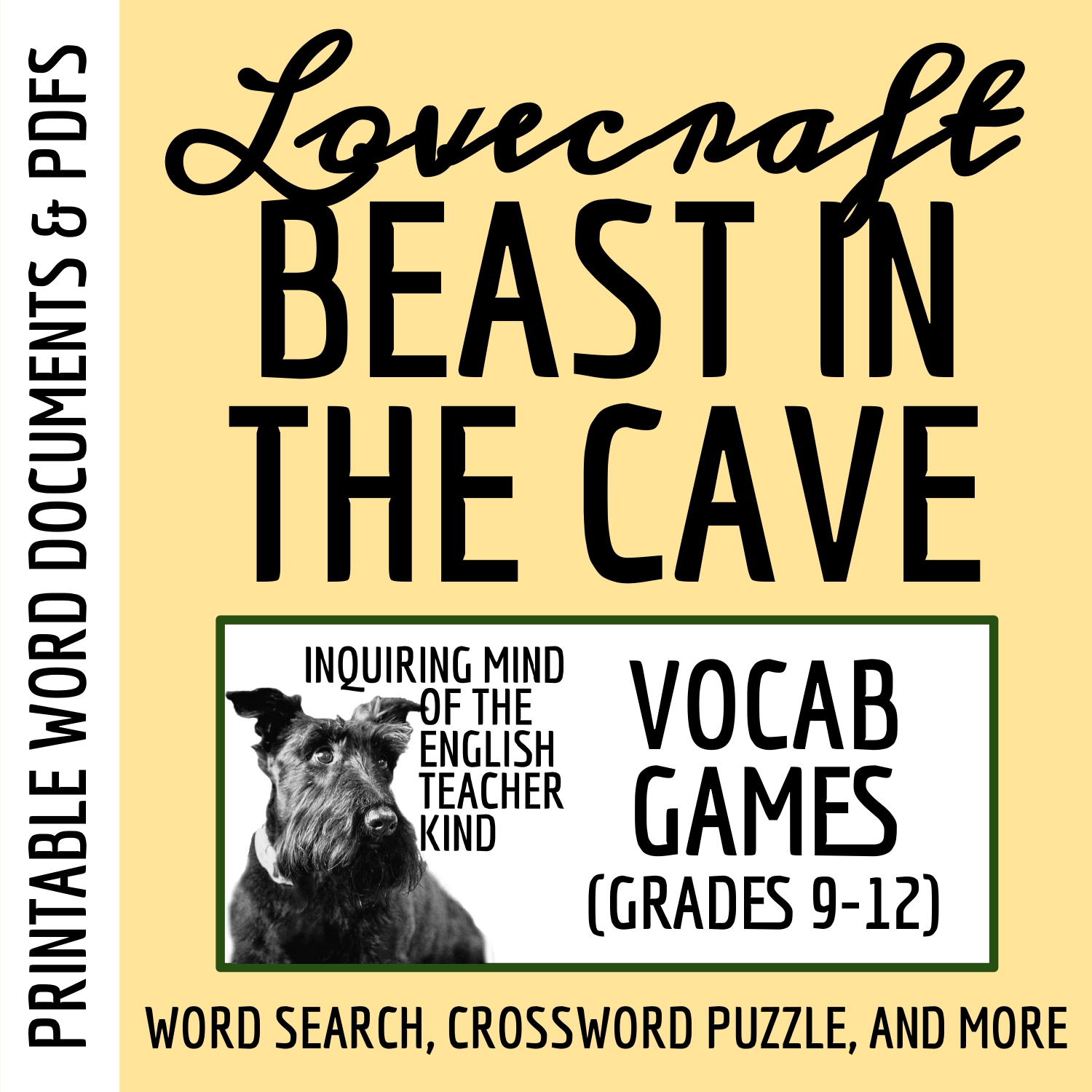 "The Beast in the Cave" by H.P. Lovecraft Vocabulary Games and Activities