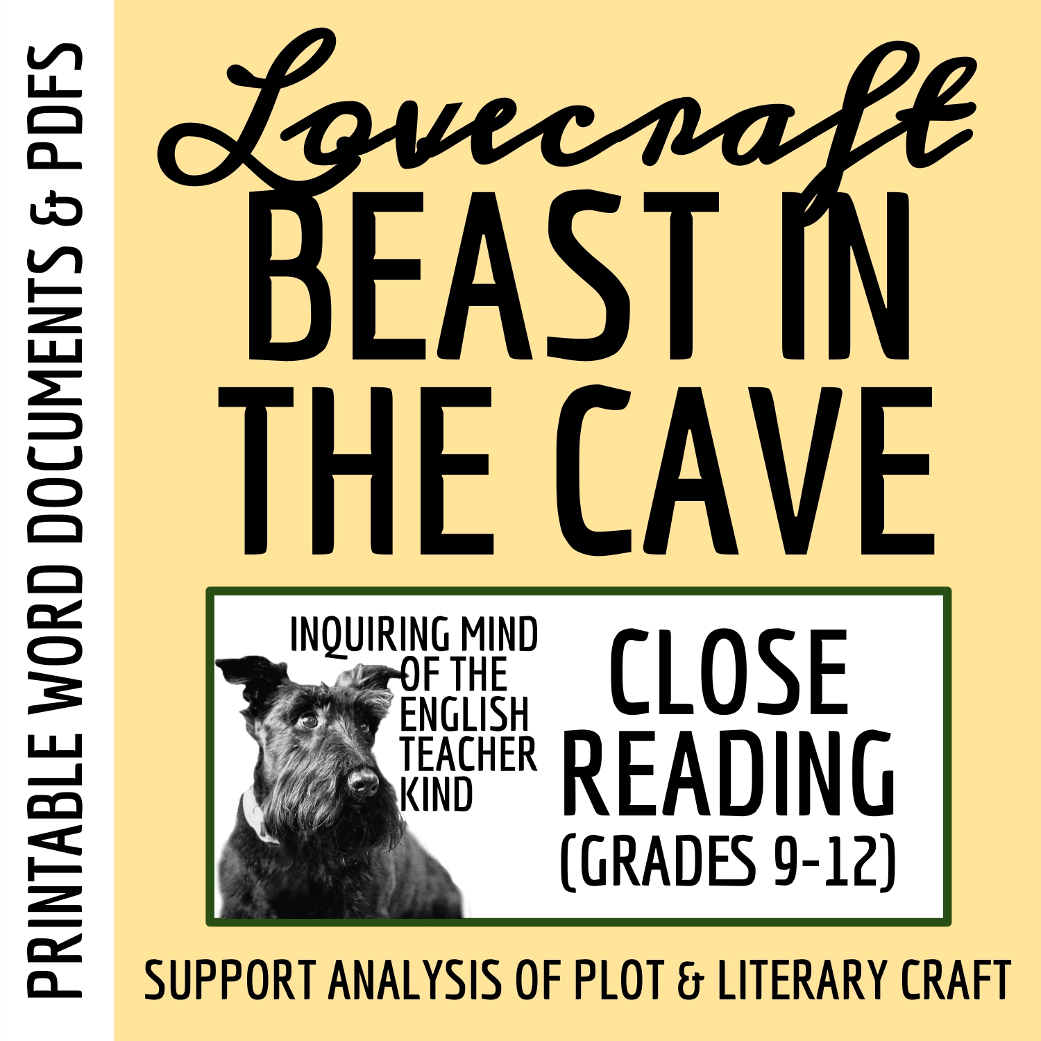 "The Beast in the Cave" by H.P. Lovecraft Close Reading Analysis Worksheet