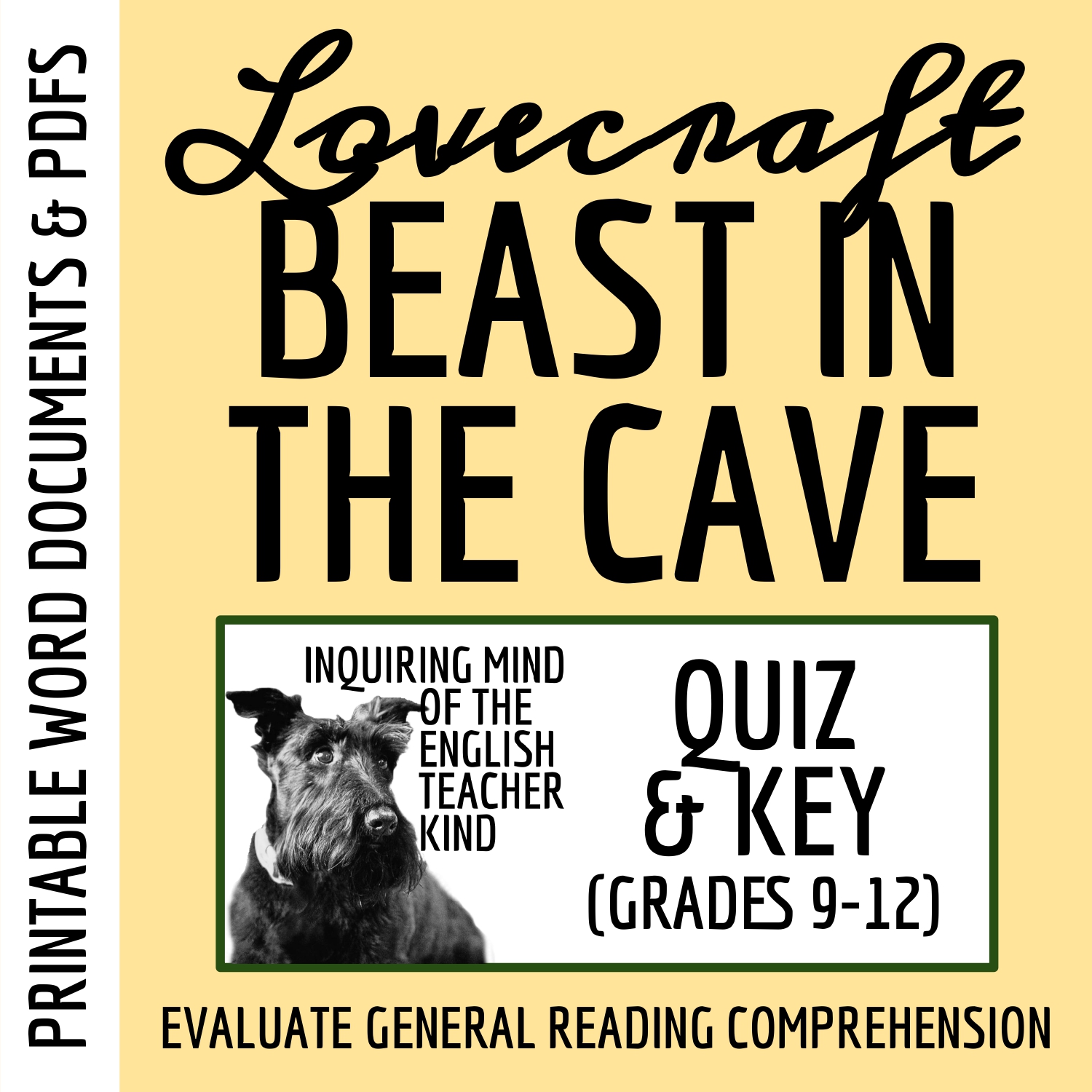 "The Beast in the Cave" by H.P. Lovecraft Quiz and Answer Key for High School