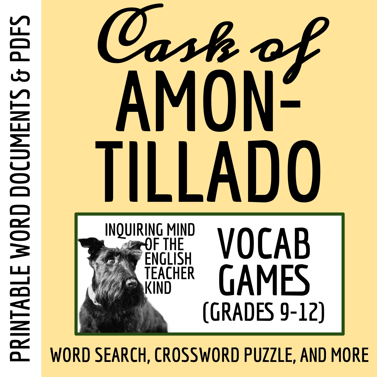 "The Cask of Amontillado" by Edgar Allan Poe Vocabulary Games and Activities
