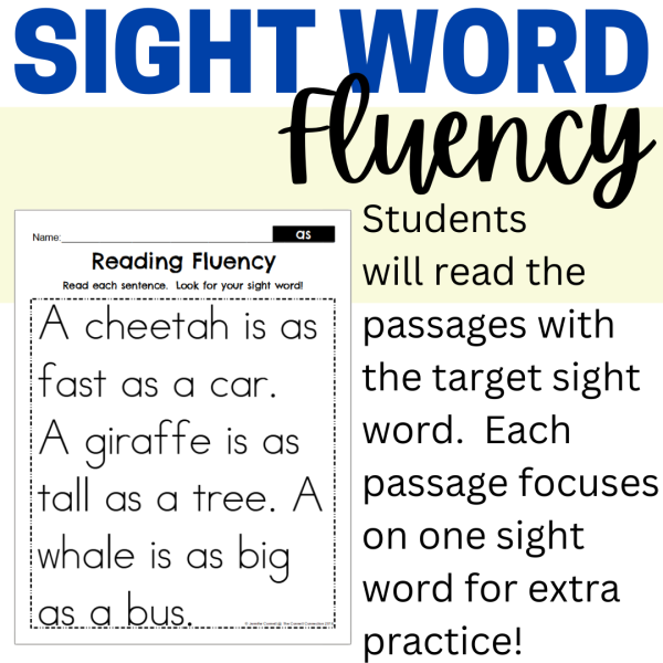 First Grade Sight Word Fluency Passages | Made By Teachers