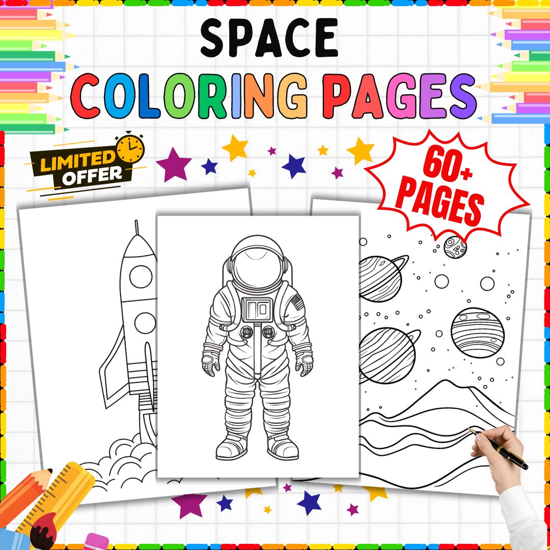 60+ Space Coloring Pages: Rockets, Planets, Astronauts | prek To 8th Grade