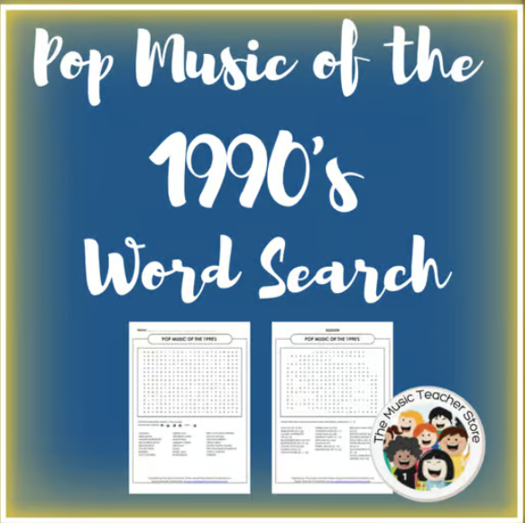 Pop Music of the 1990's Word Search Puzzle