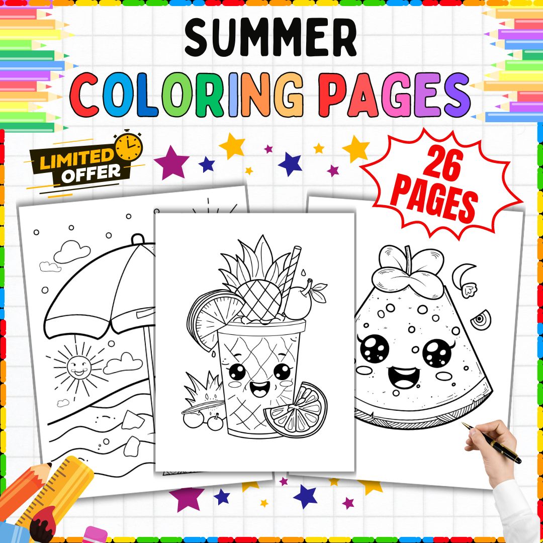 Summer Vacation Coloring Pages for Kids – 26 Printable Sheets | Fun End of Year Activities