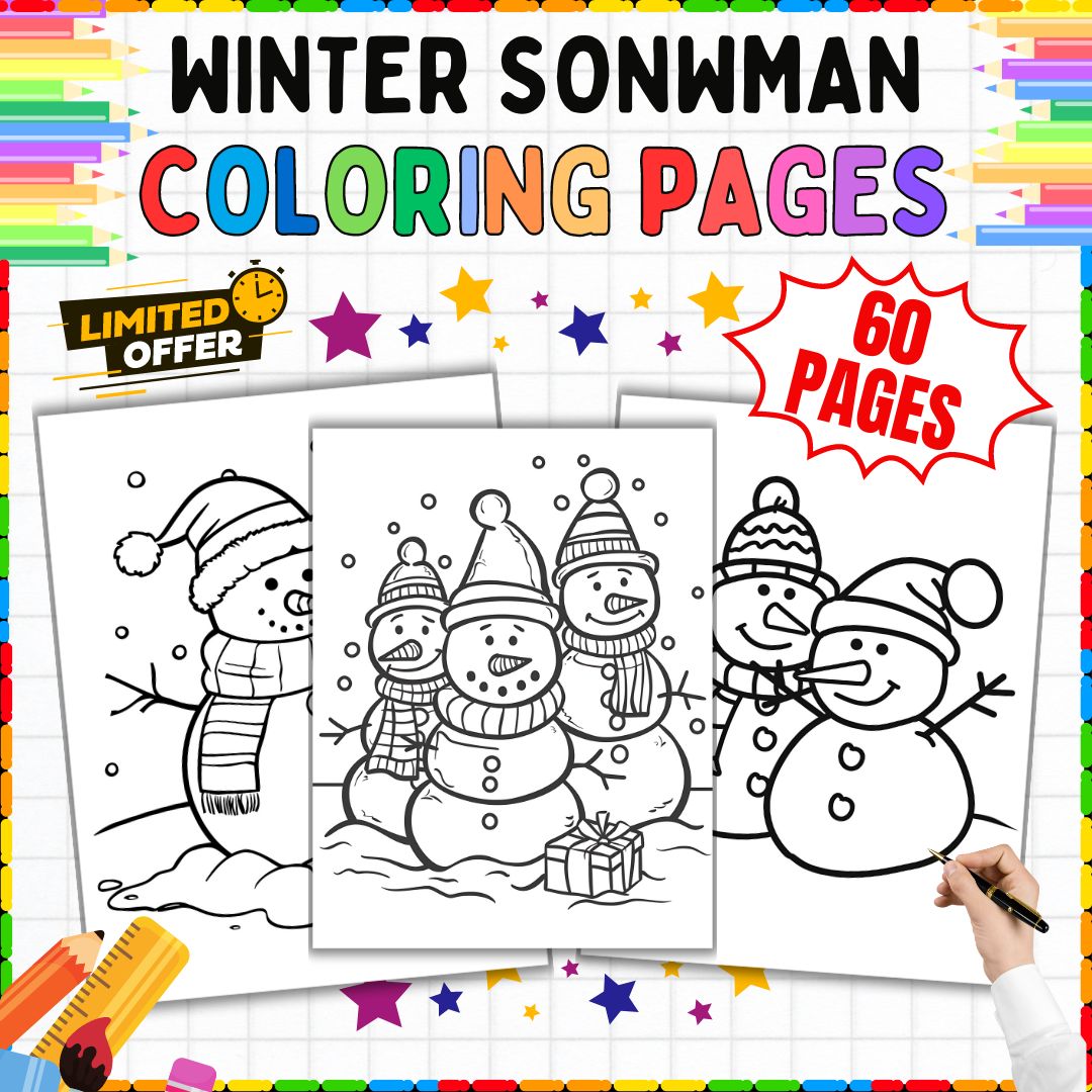 Snowman Coloring Pages | 60 Winter Sheets | December Art for | prek - 5th grade