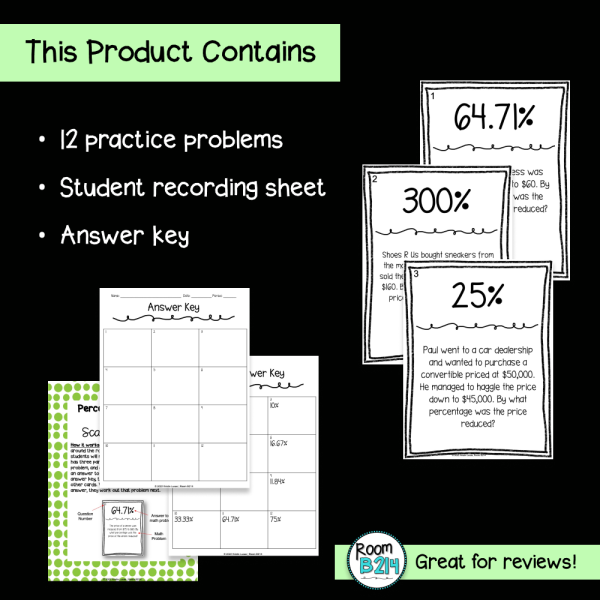 Percent Increase and Decrease Scavenger Hunt TEKS 7.4D | Made By Teachers