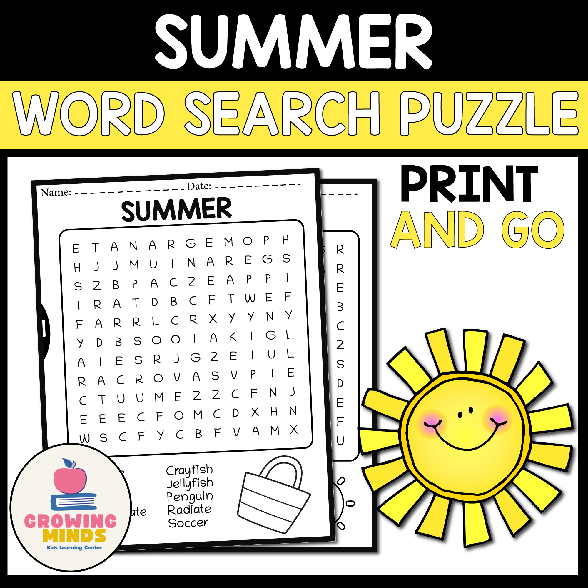 Summer Word Search Puzzles - Summer Word Find Puzzle for Early Finishers