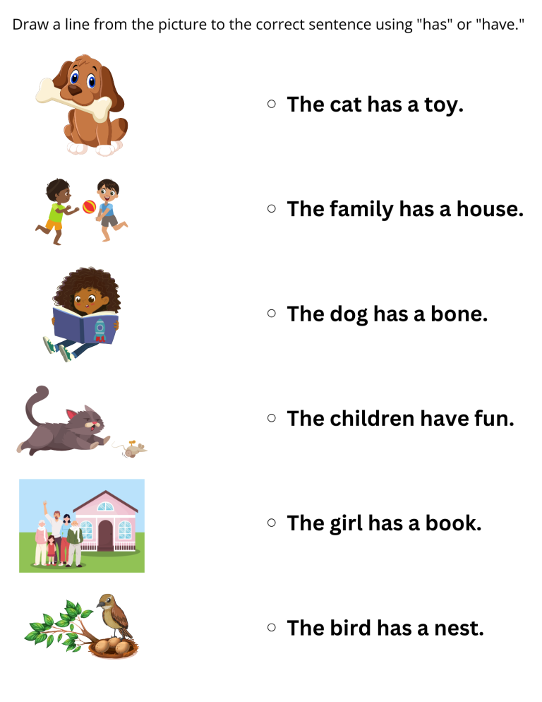 using has and have kindergarten worksheets - exercises of has and have ...
