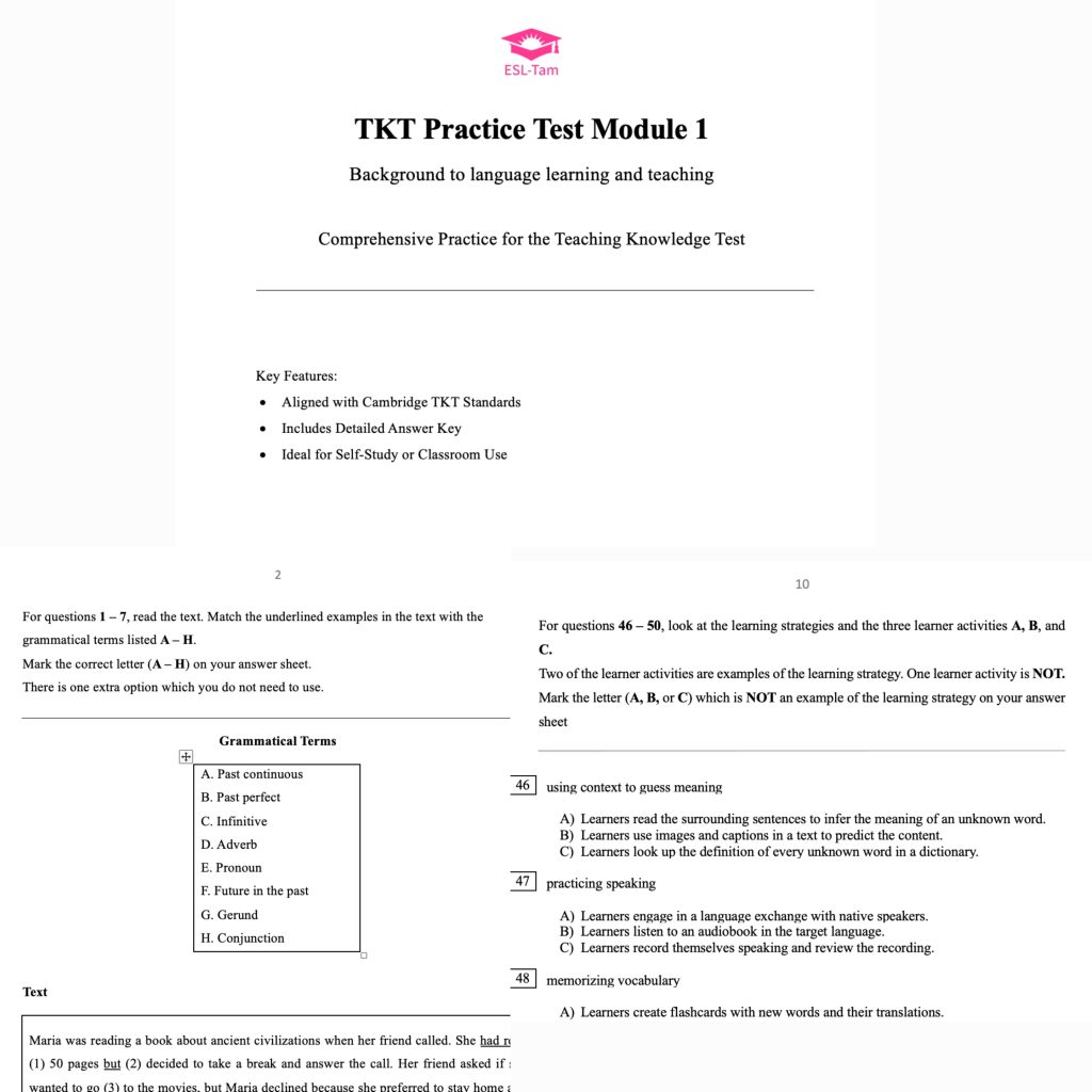 TKT Module 1 Practice Test – Background to Language Learning and ...