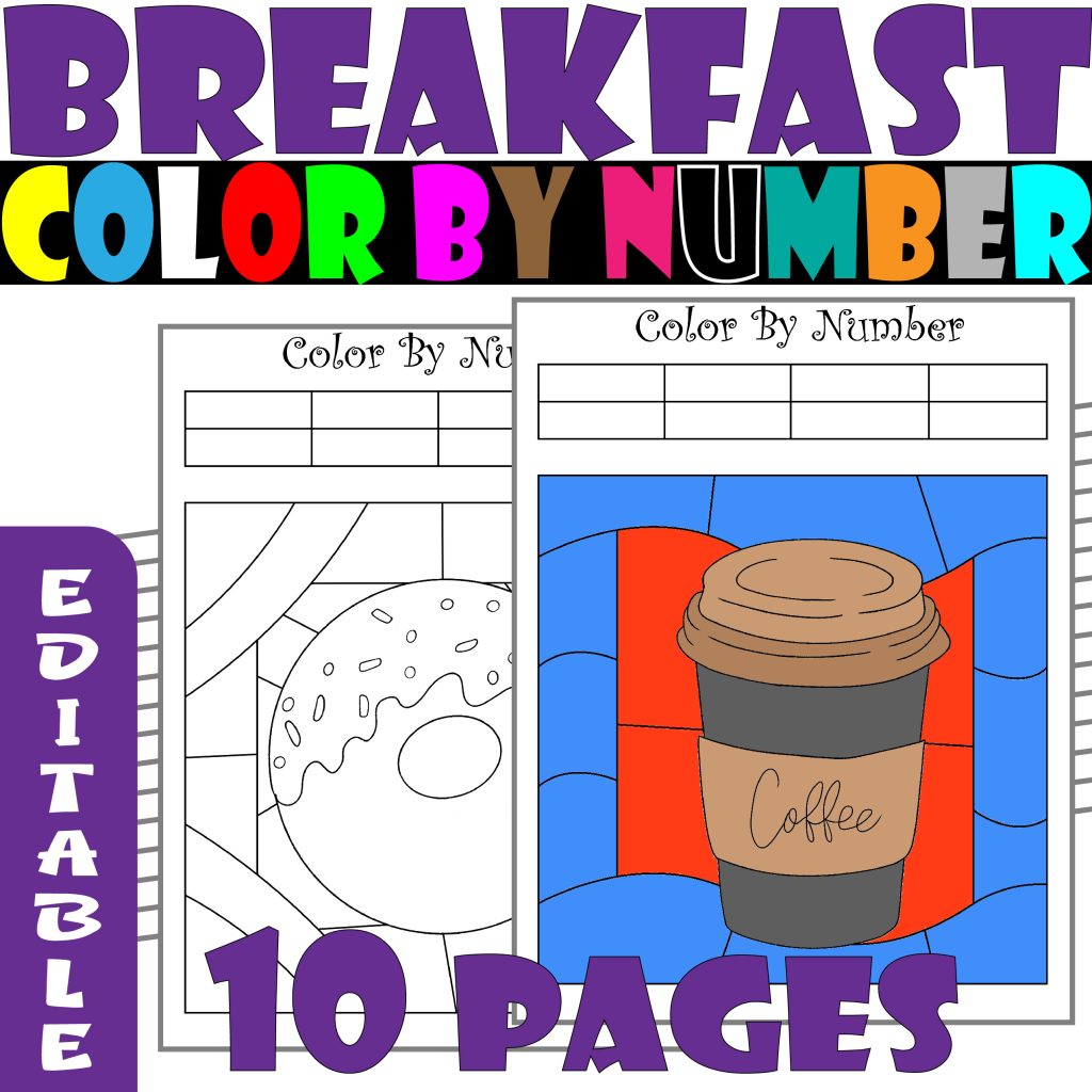 Breakfast color By Number Editable , Breakfast Color By Code Editable ...