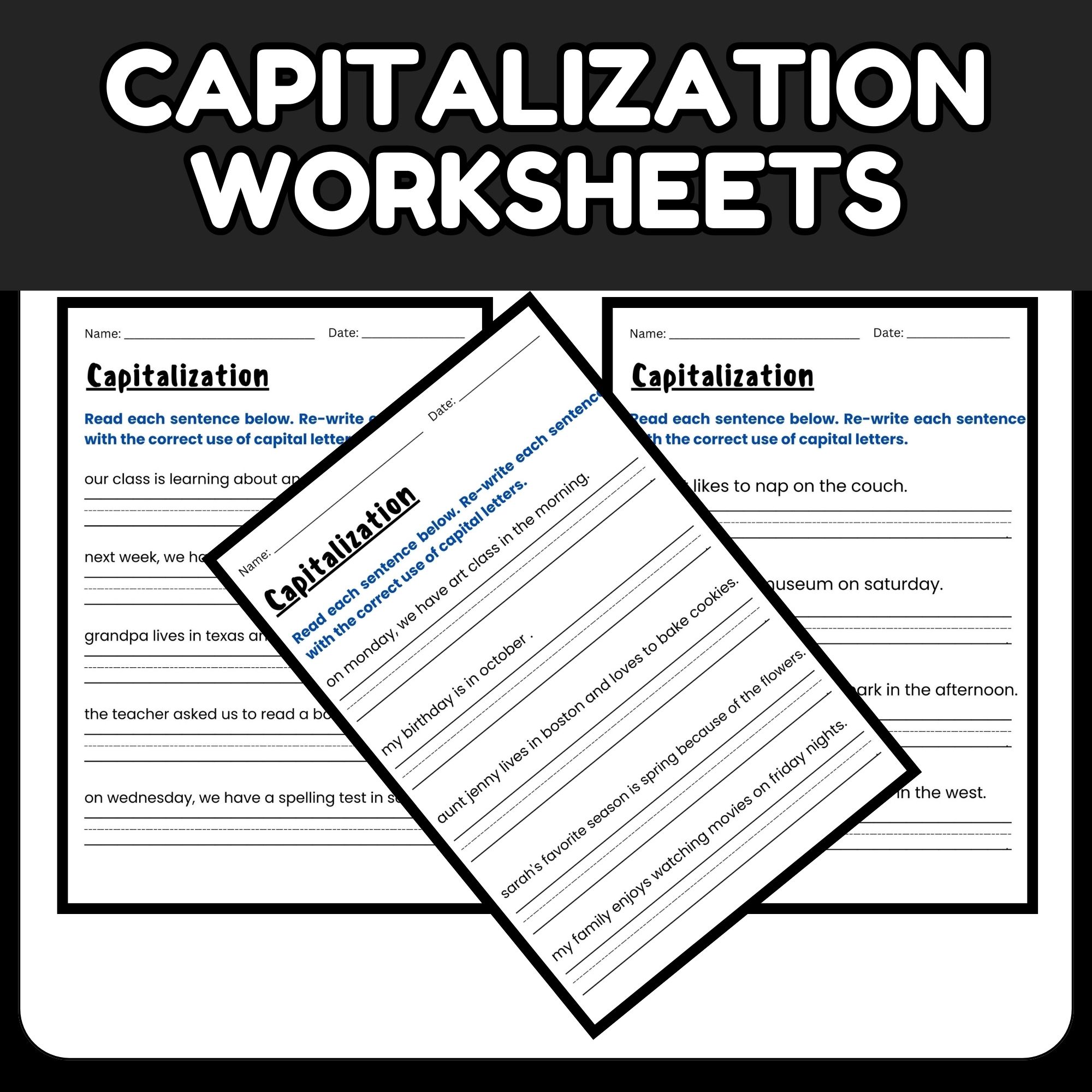Capitalization Practice worksheets - Grammer Practice