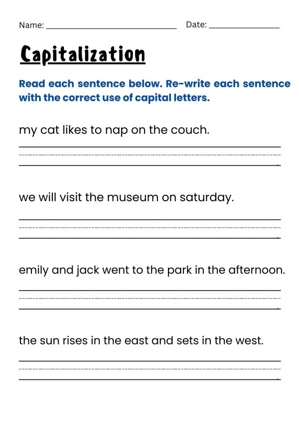 Capitalization Practice worksheets - Grammer Practice | Made By Teachers