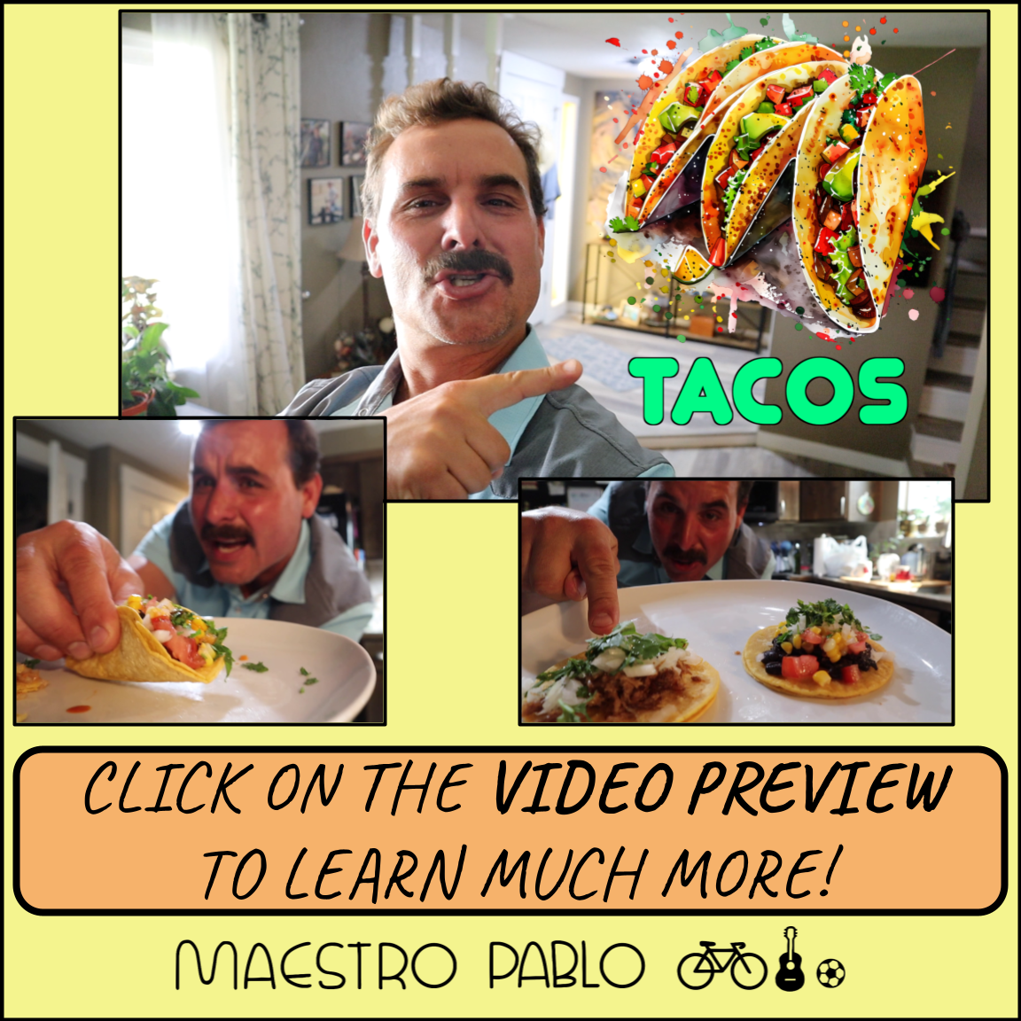 Tacos! Hispanic culture Cooking Video Lesson and Printable Worksheets