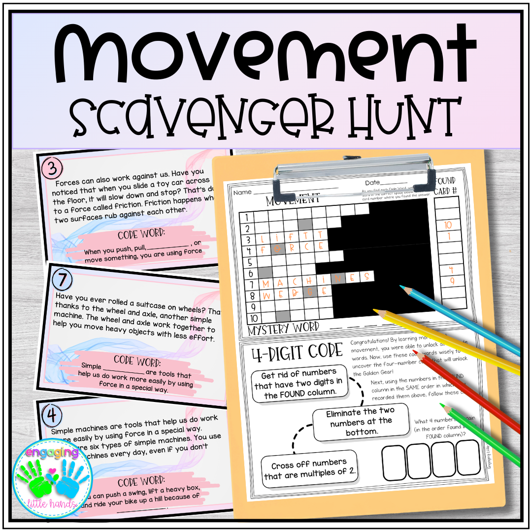 Movement Scavenger Hunt Reading Comprehension Activity