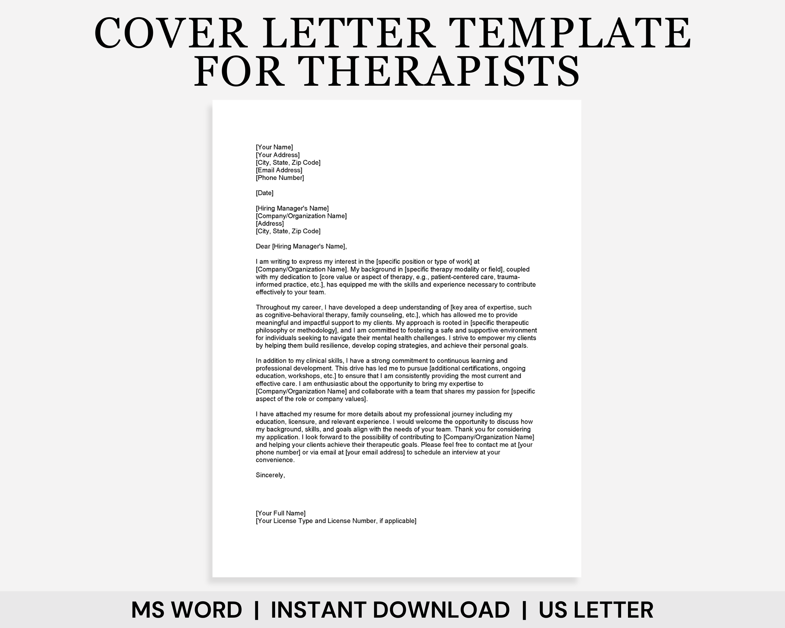 Therapist Cover Letter Template, Resume Cover Letter, Simple Cover Letter, Professional Cover