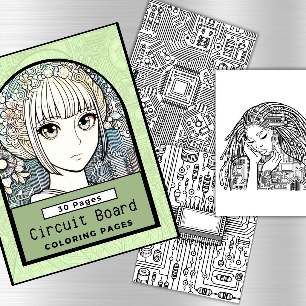 Microcontroller Colouring Page Computer Circuit Board / Motherboard Coloring, Easy to Challenging ...