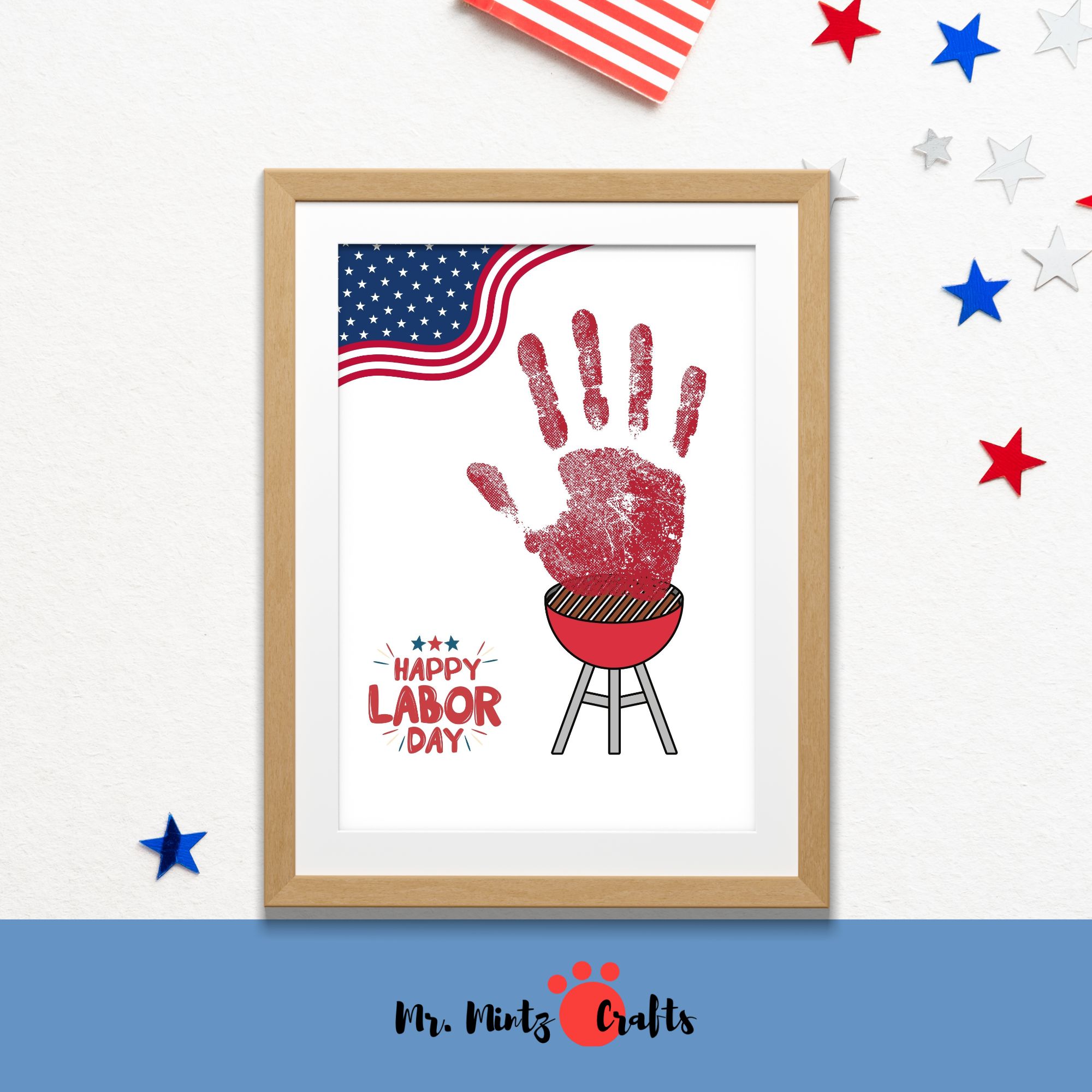 Happy Labor Day Handprint BBQ Craft - Fun & Patriotic Art Project for Kids