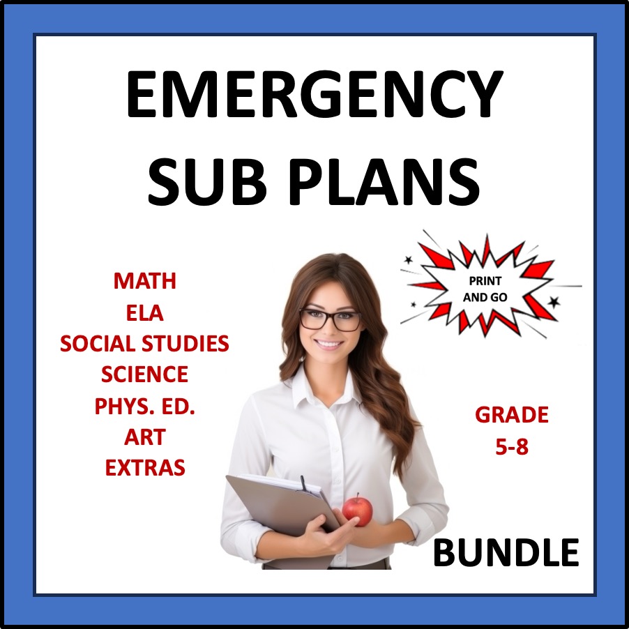 Emergency Sub Plans for Middle School Bundle