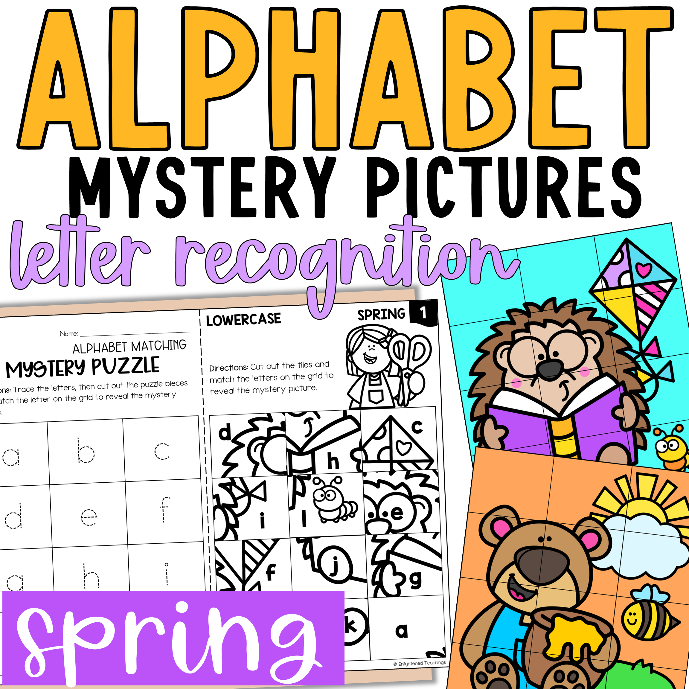 Spring Alphabet Matching Mystery Puzzles Spring Letter Recognition Spring Alphabet