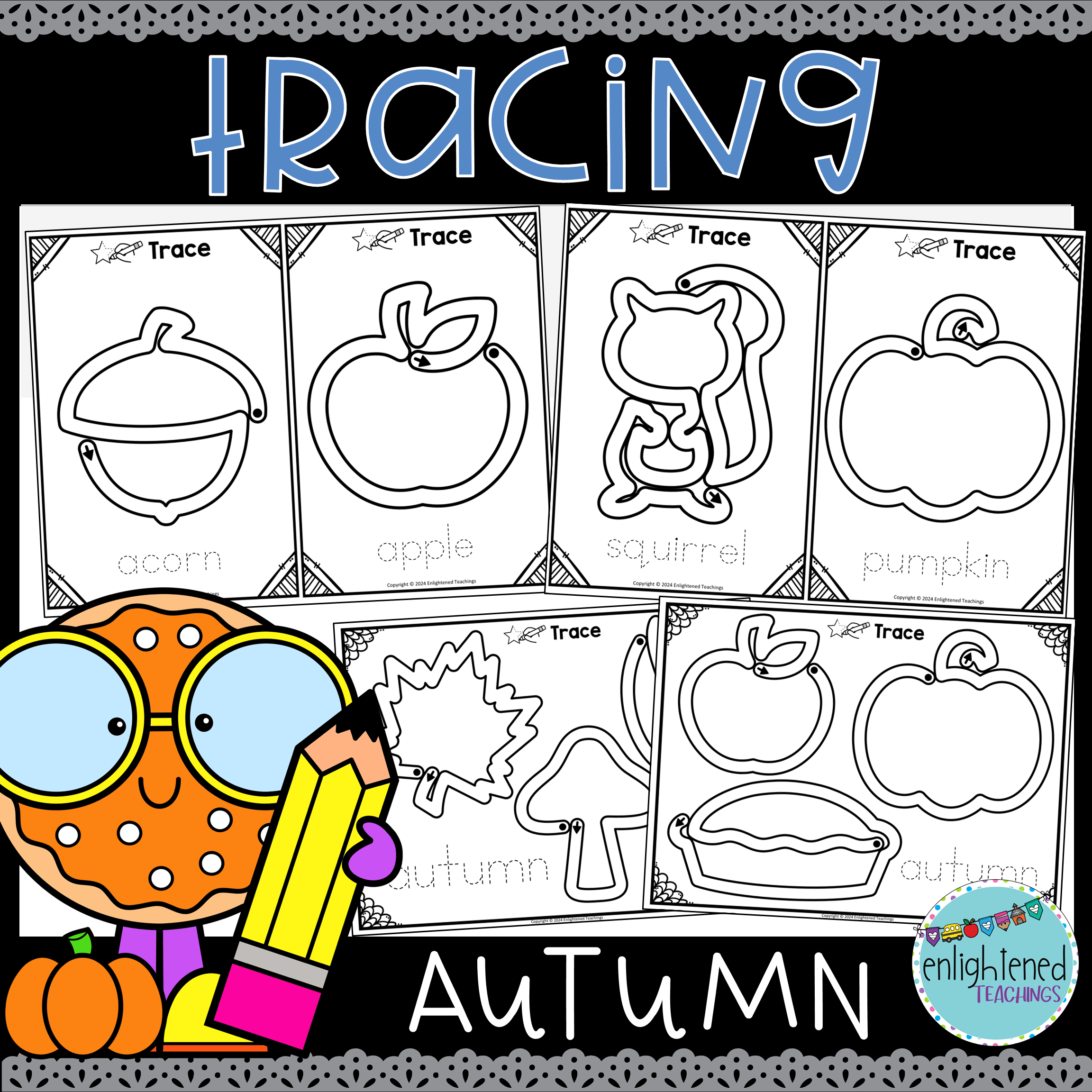 Fall Tracing Mats Fine Motor Activity Fall Tracing Worksheets