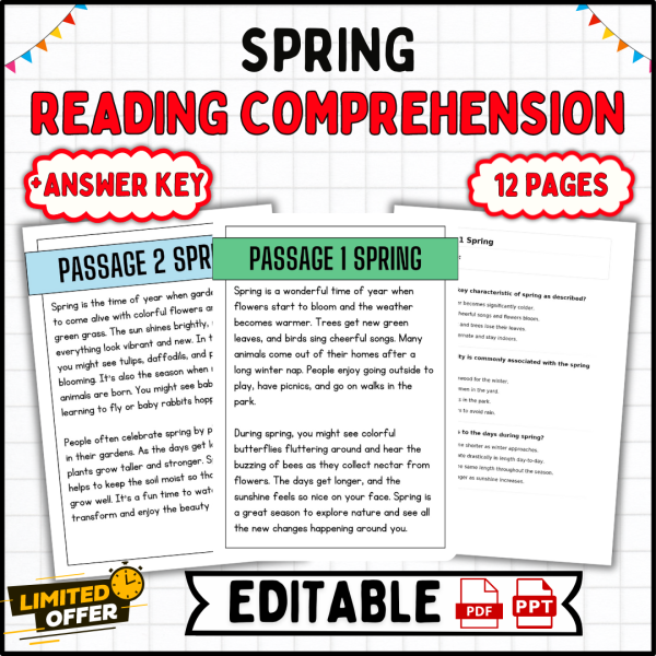 Spring Reading Comprehension Passages and Questions Activities| 1st ...