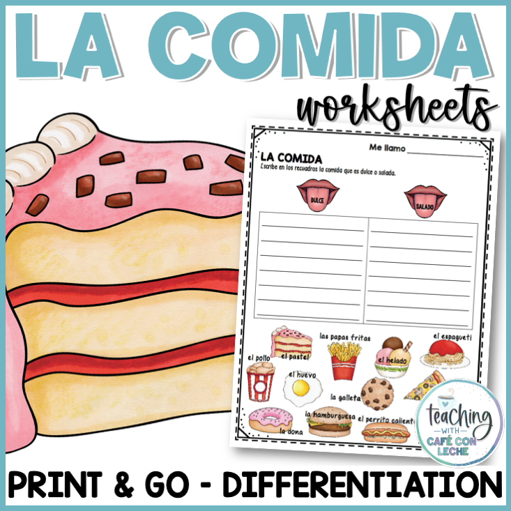 La comida - Food Vocabulary Worksheets in Spanish