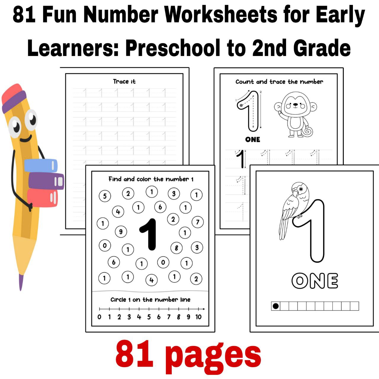 81 Fun Number Worksheets for Early Learners: Preschool to 2nd Grade