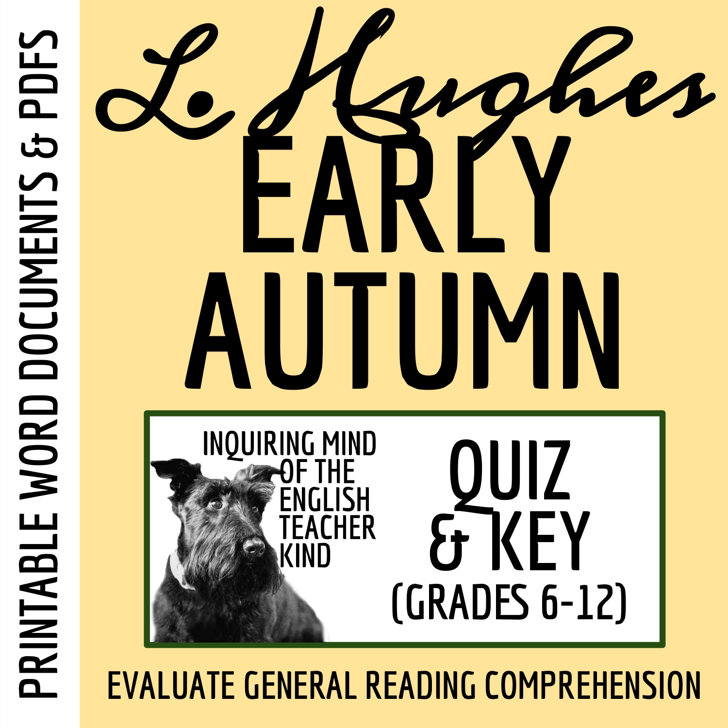 "Early Autumn" by Langston Hughes Quiz and Answer Key for High School