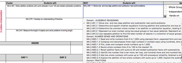 NEW! 2nd GRADE MATH LESSON PLAN FL B.E.S.T. STANDARDS Template: Drop ...