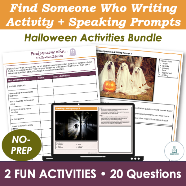 Find Someone Who + Speaking & Writing Prompts - ESL Halloween ...