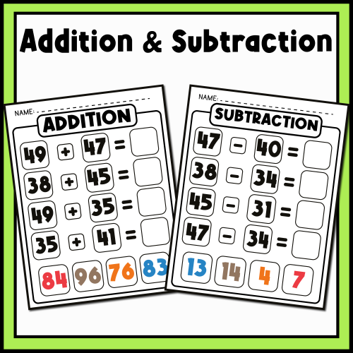 Back to School Math Hard Bundle-addition, subtraction, multiplication ...