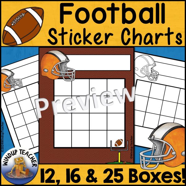 Football Sticker Reward Charts - Choices! 12 16 25 Boxes, Color, Black ...
